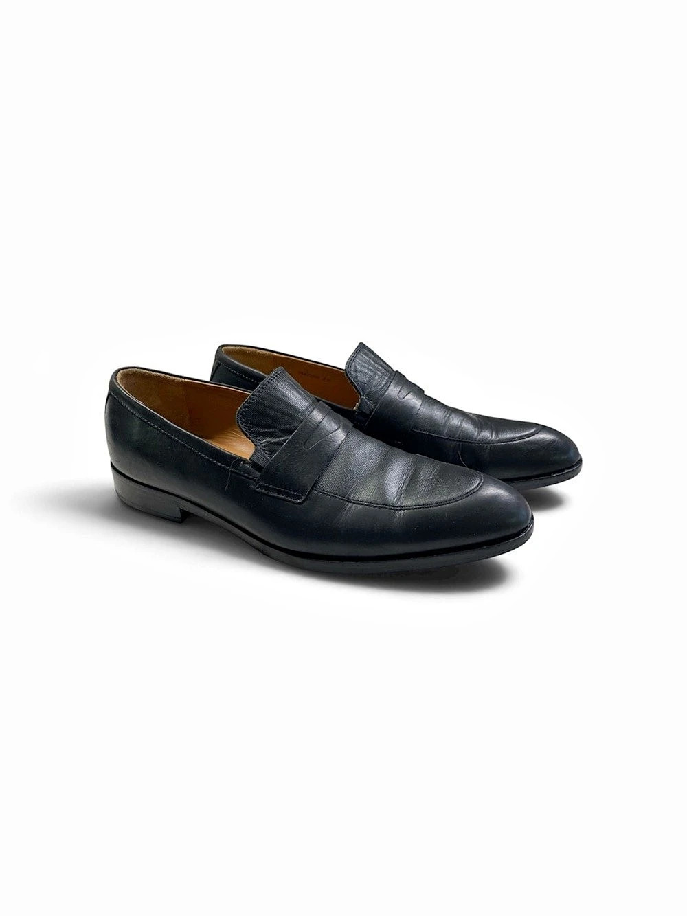 BOSS Hugo Boss Black Leather Penny Loafers Size 8.5